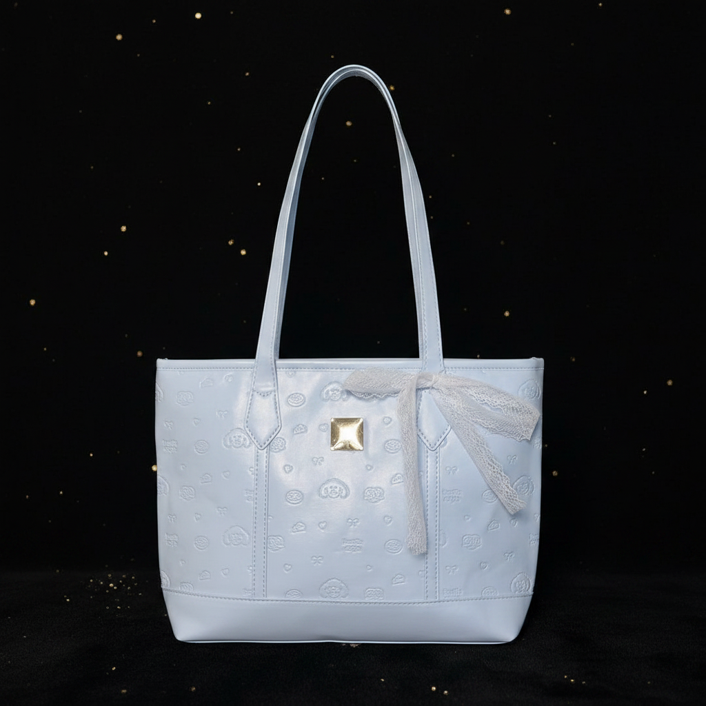 Baby blue embossed tote