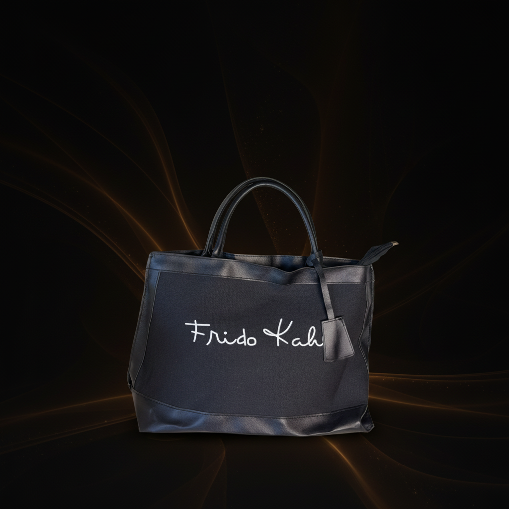 Black Frida Kahlo tote - luxury background
