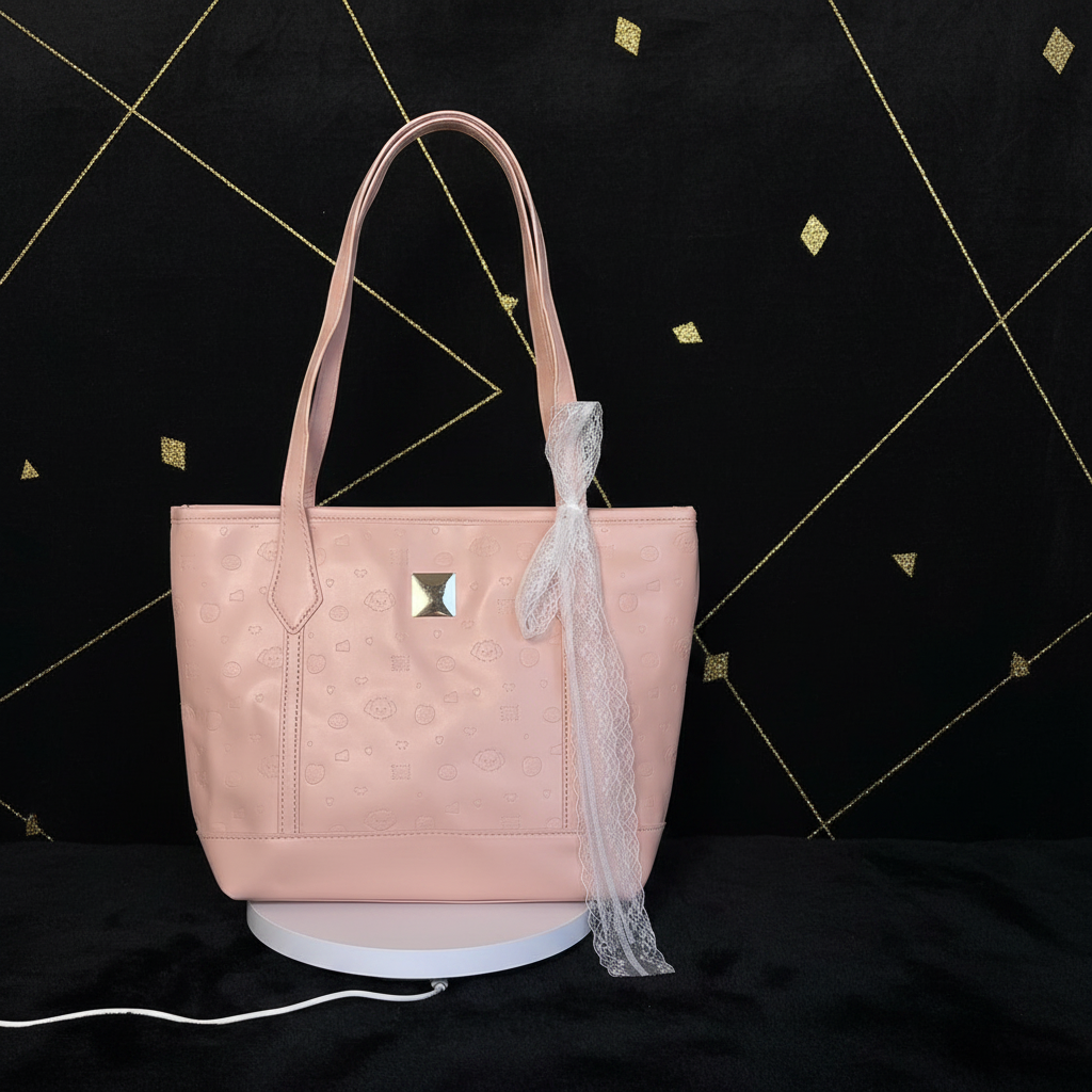 Blush pink embossed tote