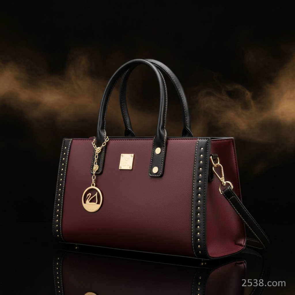 Burgundy Bag - Black Gold Background