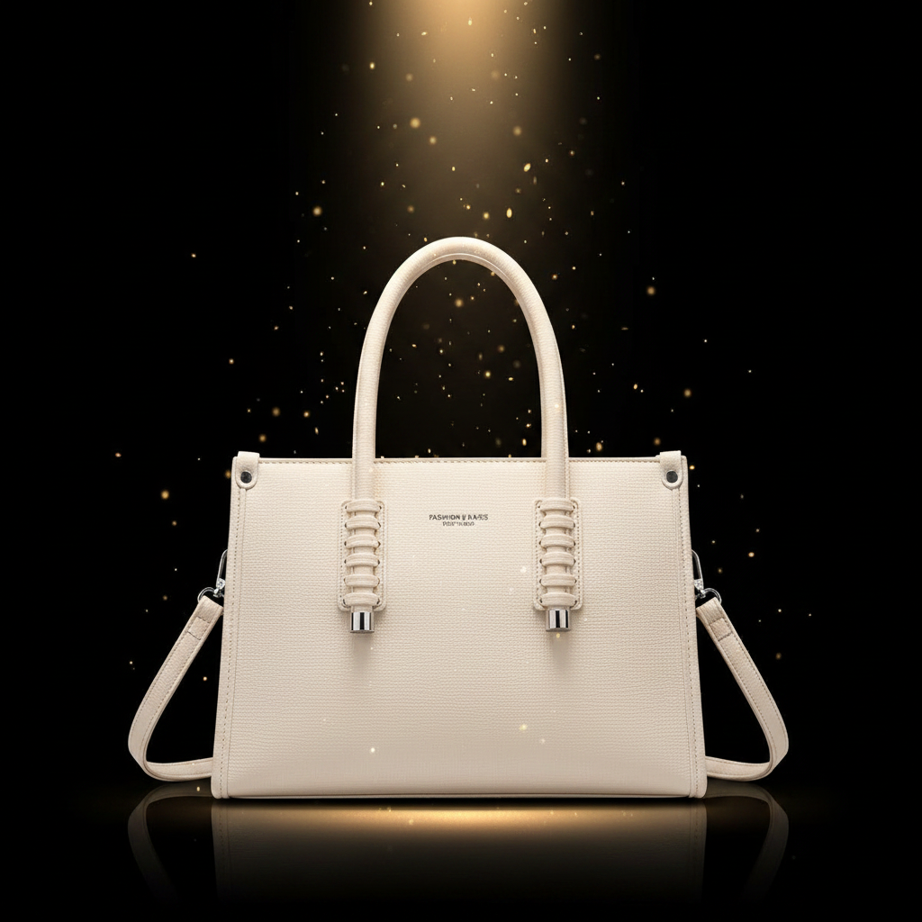 Cream Tote - Black Gold Background