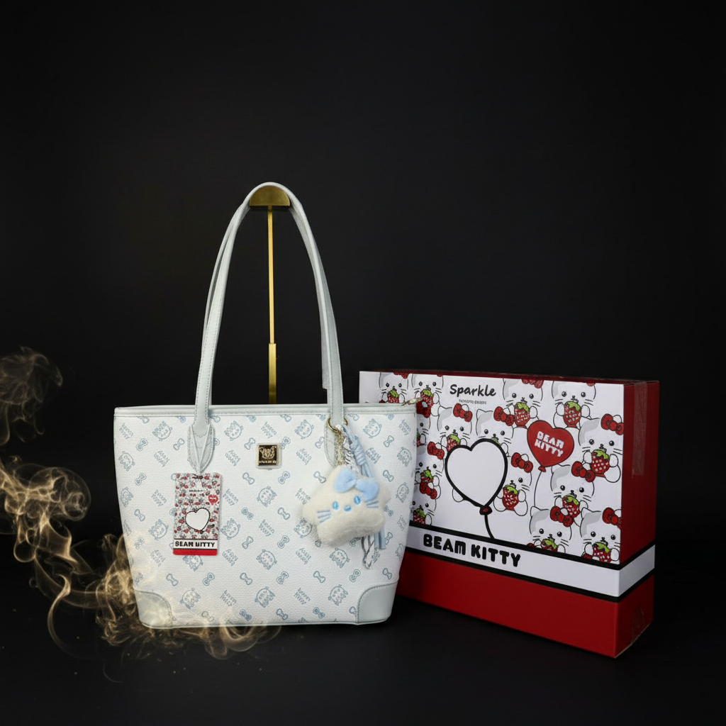 Beam Kitty Tote – White Monogram