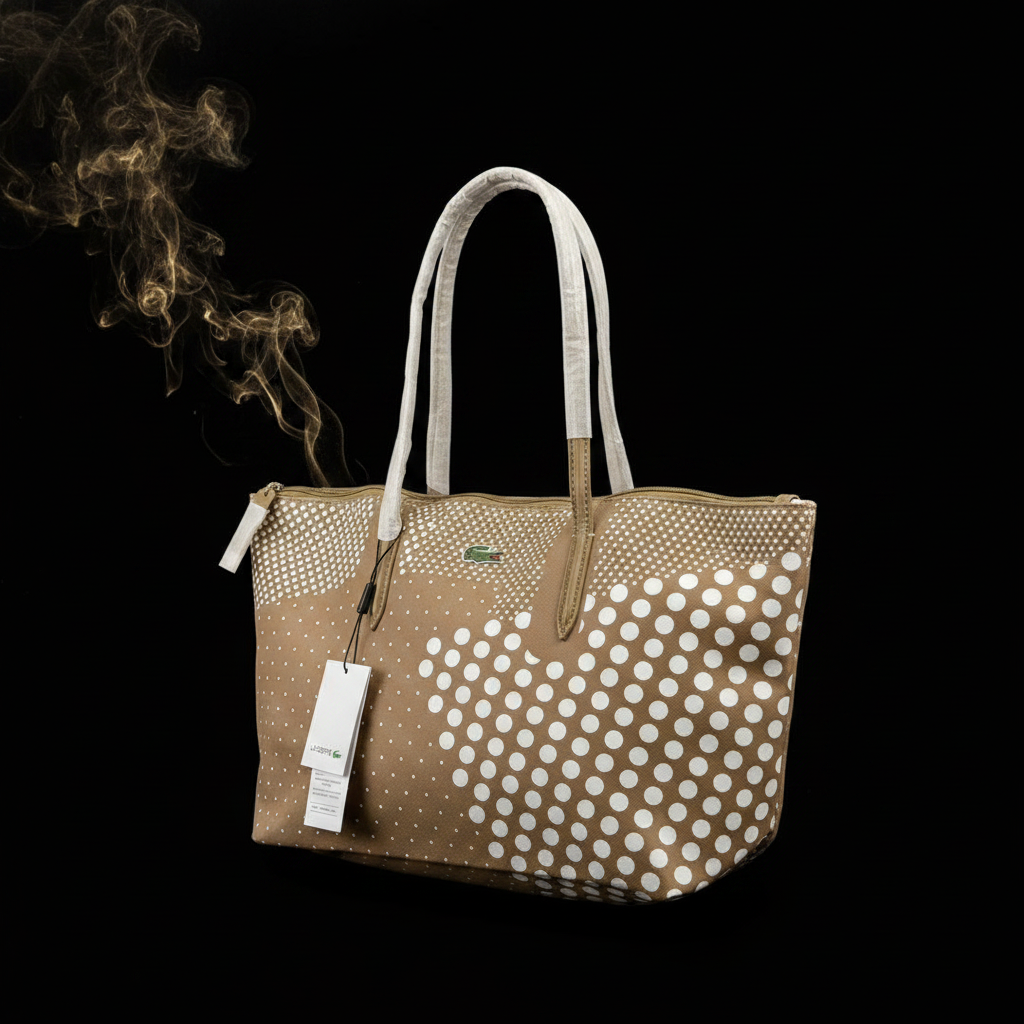 Lacoste Tote – Tan Polka Dot