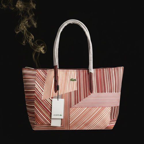 Lacoste Tote – Terracotta Stripe