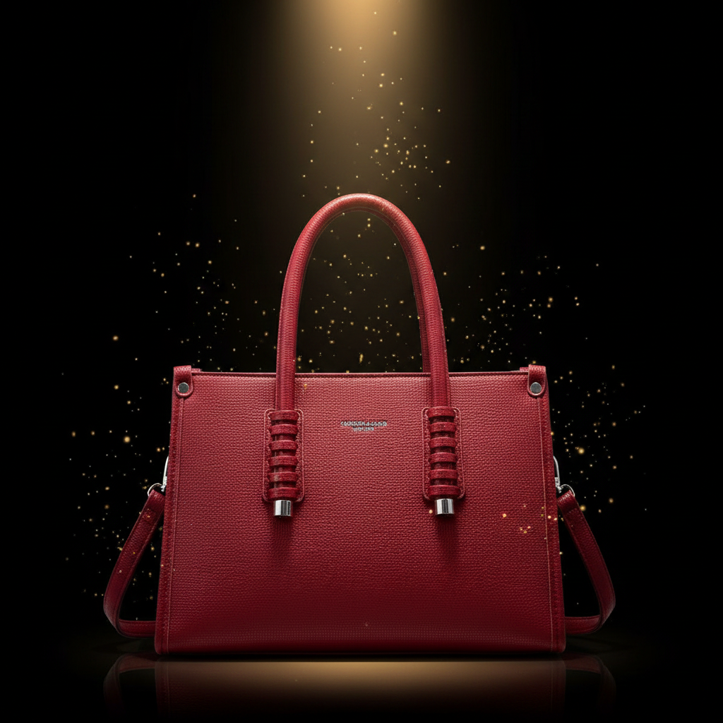 Red Tote Bag - Black Gold Background