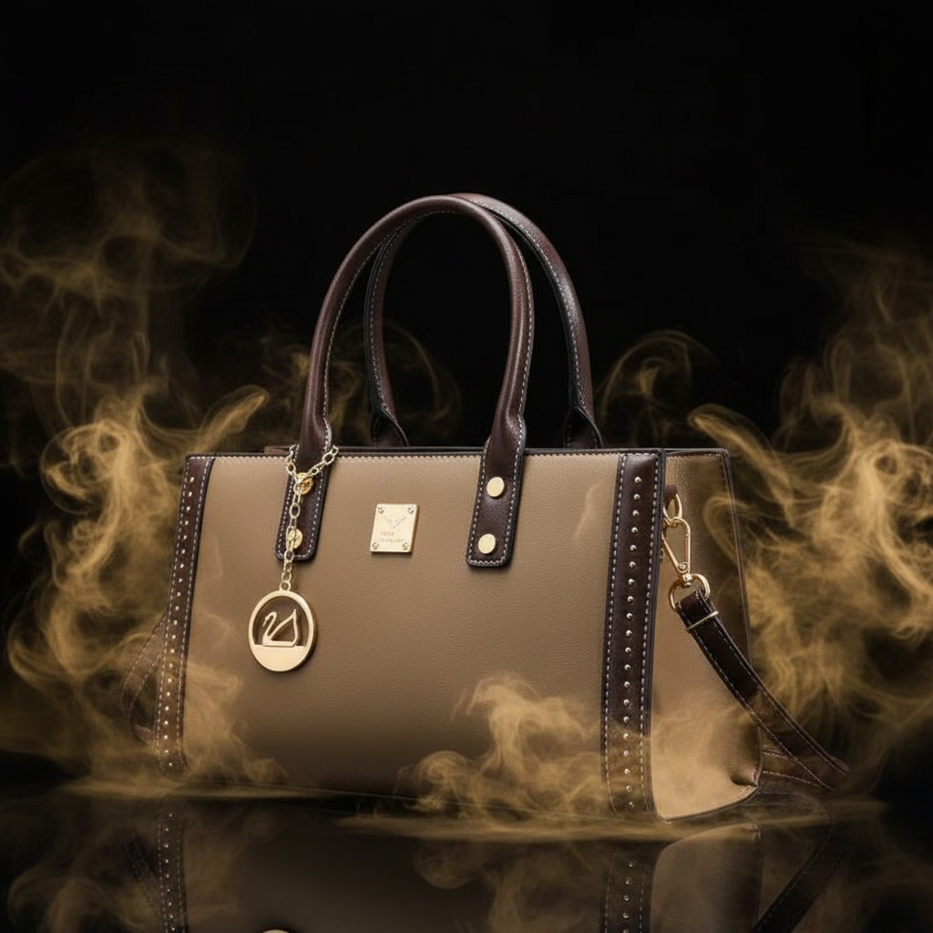 Taupe Bag - Black Gold Background